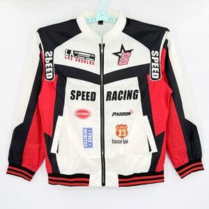 Mens Lightweight Nylon Jacket Sz L Black Red Unlined Streetwear Unbranded NWOT